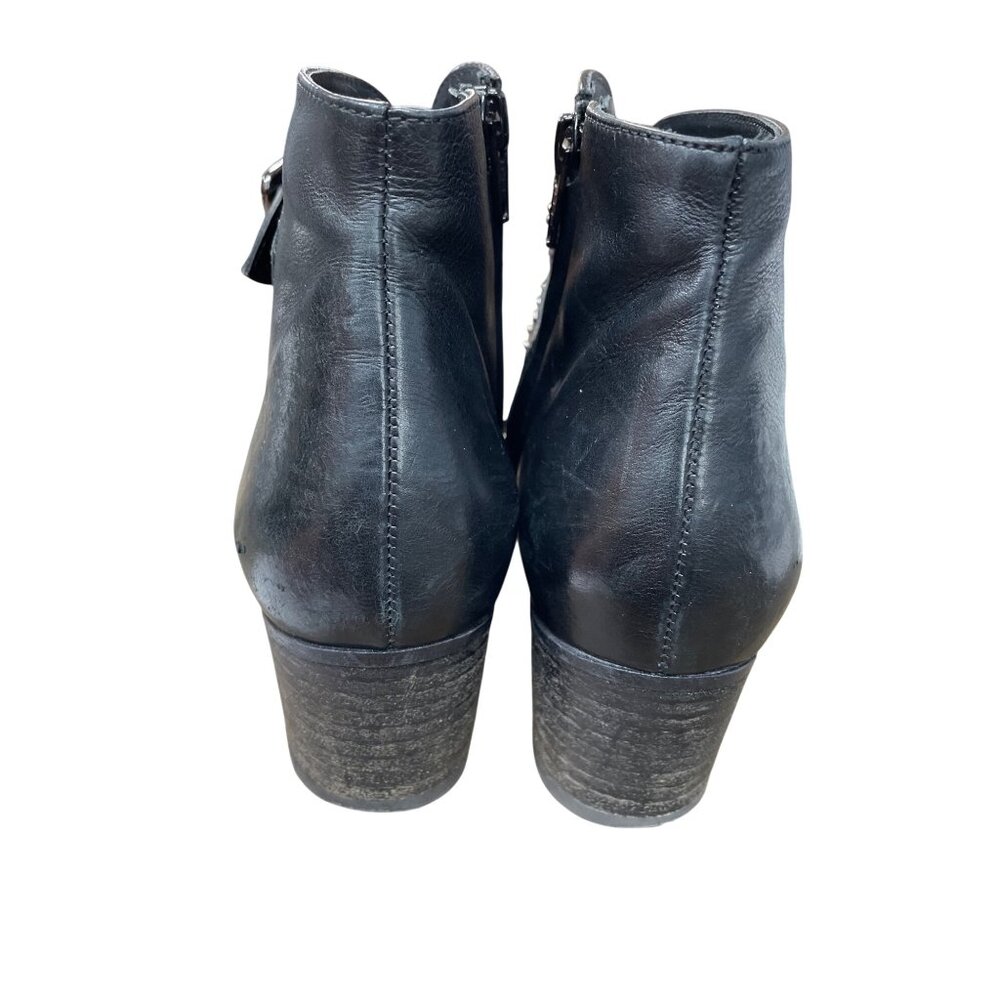 Paul Green Womans Black leather studed moto ankle boots sz 5.5 SKU 9631 - Picture 9 of 16